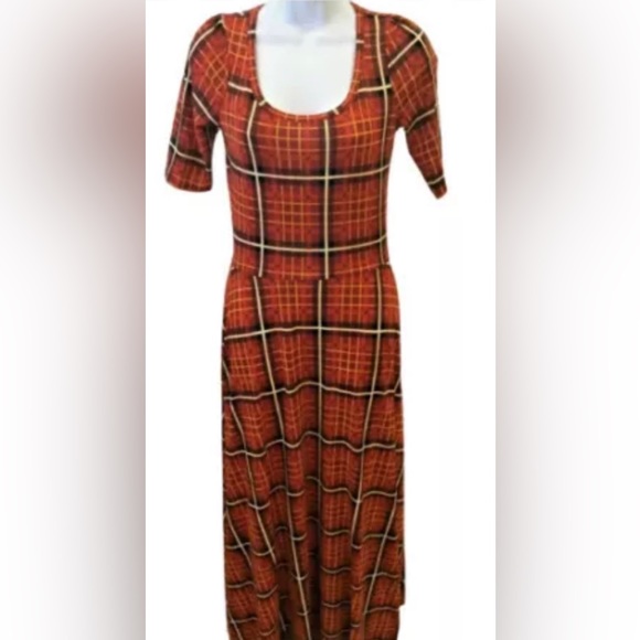 LuLaRoe  Maxi Dress X-Small Burnt Orange Striped Short Sleeve - Picture 4 of 9
